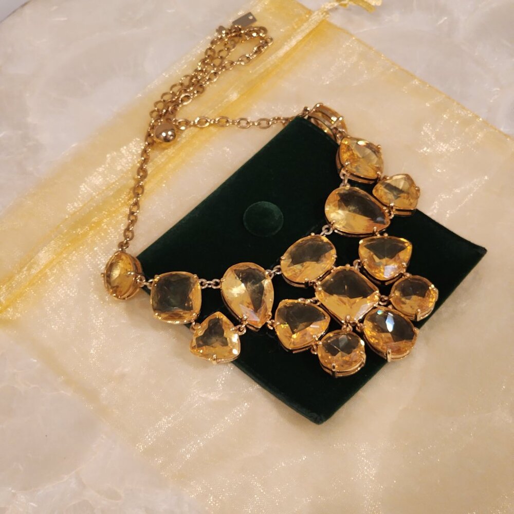 Brand New!! KATE SPADE: Transprnt|Canary Yellow|Epoxy Stone|Collar Bib| Necklace